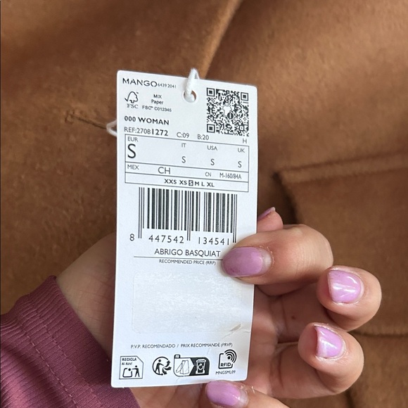 MANGO Basquiat Funnel Neck Coat Size S NWT - Picture 4 of 4